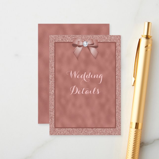  Rose Gold & Stylish Glitter Details Enclosure Card (Front/Back In Situ)
