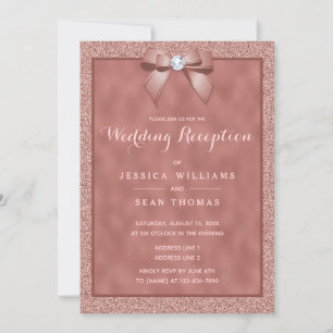  Rose Gold & Stylish Glitter Wedding Reception Invitation