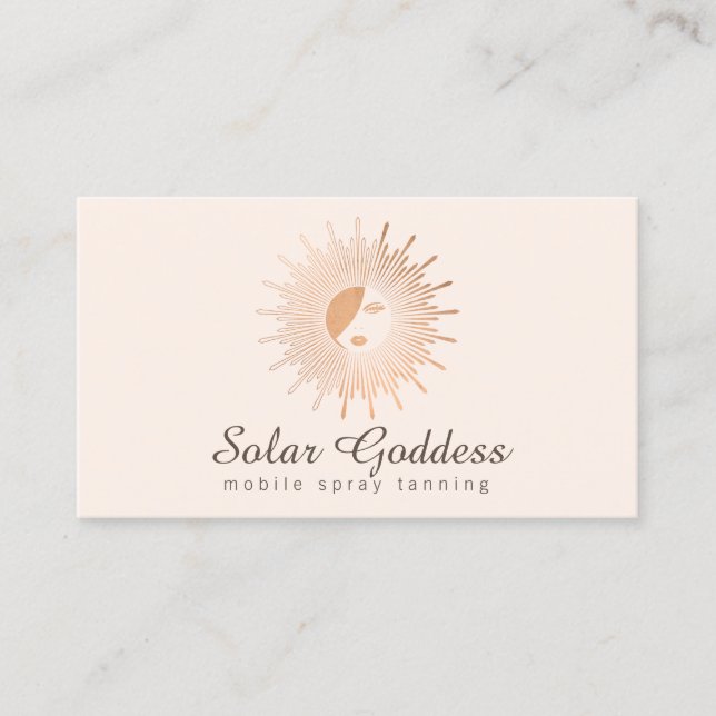 Rose Gold Sun Goddess Girl Beauty Salon Pink Business Card (Front)
