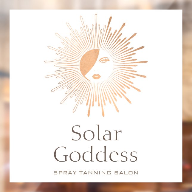 Rose Gold Sun Goddess Girl Spray Tanning Salon Window Cling (Sheet 2)