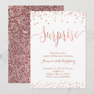 Rose Gold Surprise Birthday Invitation