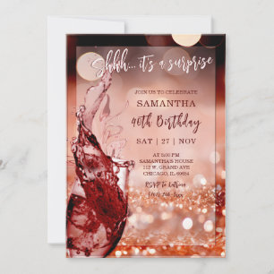 Rose Gold Surprise Birthday Party Invitation