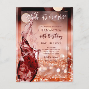 Rose Gold Surprise Birthday Party Postcard
