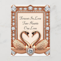 Rose Gold Swan Couple Diamond Heart Romantic Jewel