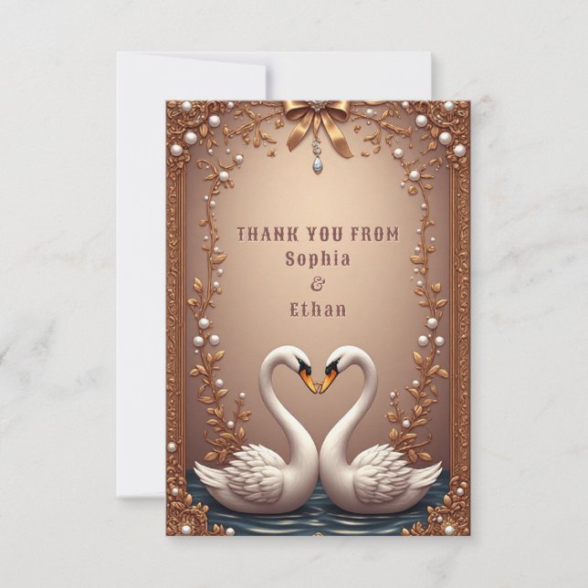 Rose Gold Swan Wedding Appreciation Card (Front)