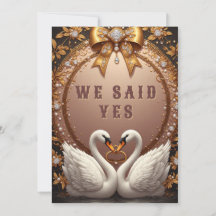 🌷 Rose Gold Swans Frame Wedding 💍