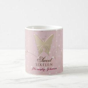 Rose Gold Sweet 16 Birthday Coffee Mug