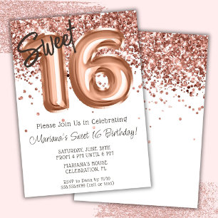 Rose Gold Sweet 16 Birthday Party Invitation