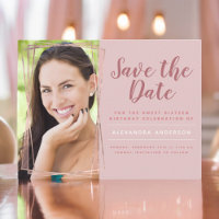 Rose Gold Sweet 16 Birthday Save the Date