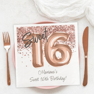  Rose Gold Sweet 16th Birthday Party Napkin