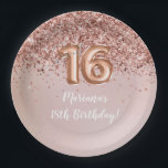 Rose Gold Sweet 16th Birthday Party Paper Plate<br><div class="desc">Rose gold sweet 16th birthday party paper plates to decorate the birthday party tables.</div>