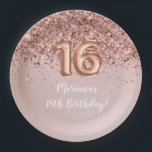 Rose Gold Sweet 16th Birthday Party Paper Plate<br><div class="desc">Rose gold sweet 16th birthday party paper plates to decorate the birthday party tables.</div>