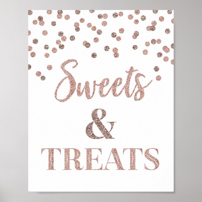Rose Gold Sweets & Treats Dessert Table Poster (Front)