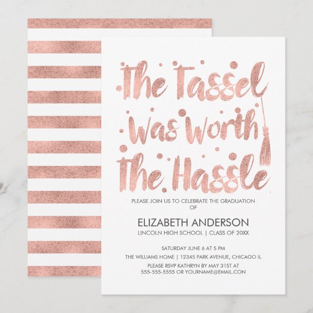 Rose Gold Tassel Graduation Card (Front/Back)