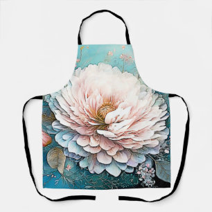 Rose Gold Teal Bloom Art Apron