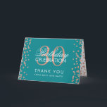 Rose Gold Teal Thank you 30th Birthday Confetti Card<br><div class="desc">Elegant 30th Birthday Party Rose Gold Faux Glitter Confetti Teal template. Easy to use and easy to personalize. Order Today!</div>