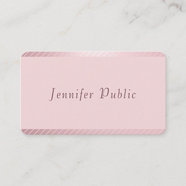 Rose Gold Template Modern Elegant Trendy Simple Business Card (Front)