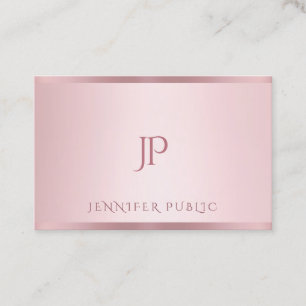 Rose Gold Template Modern Minimalist Monogrammed Business Card