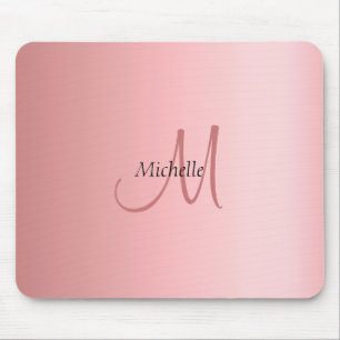 Rose Gold Template Trendy Monogram Elegant Mouse Mat