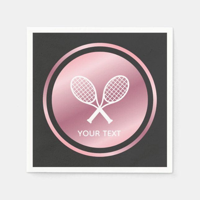Rose Gold Tennis Rackets Girls Sport Custom Text   Napkin (Front)