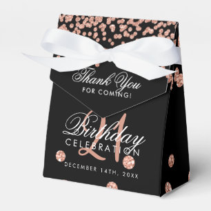 Rose Gold Thank You 21st Birthday Confetti Black Favour Box