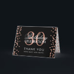 Rose Gold Thank you 30th Birthday Confetti Black Card<br><div class="desc">Elegant 30th Birthday Party Rose Gold Faux Glitter Confetti Black template. Easy to use and easy to personalise. Order Today!</div>