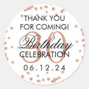 Rose Gold Thank You 30th Birthday Glitter Confetti Classic Round Sticker