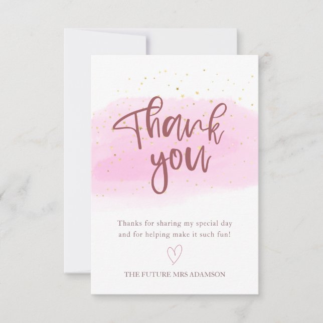 Rose Gold Thank You Card for Bridal Shower (Front)