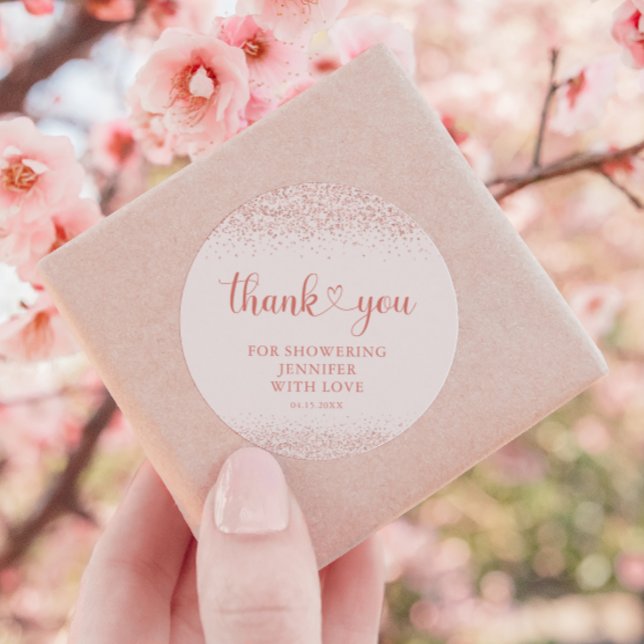 Rose Gold Thank You Confetti Heart Sticker (Creator Uploaded)