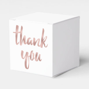 Rose gold thank you favour boxes, foil font box