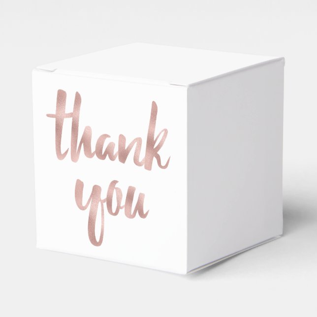 Rose gold thank you favour boxes, foil font box (Front Side)