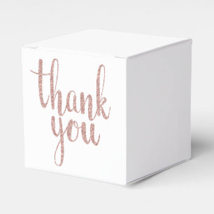 Rose gold thank you favour boxes, glitter box