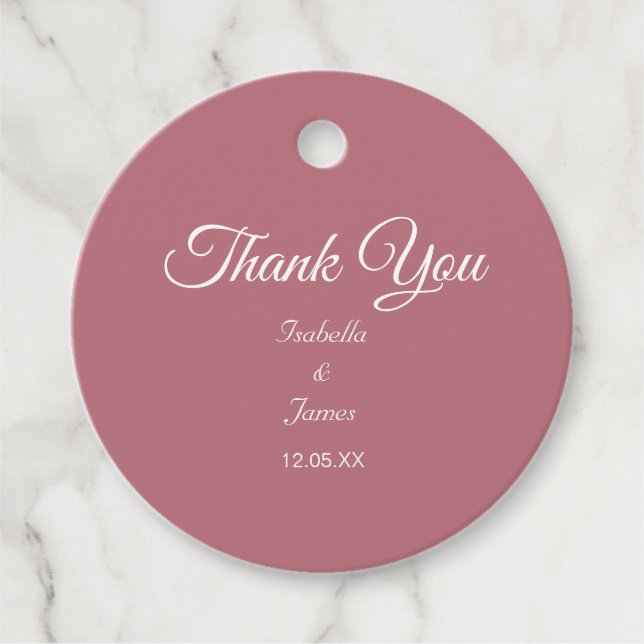 Rose Gold Thank You Favour Tags (Front)