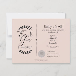 Rose Gold Thank You For Shopping Discount Card