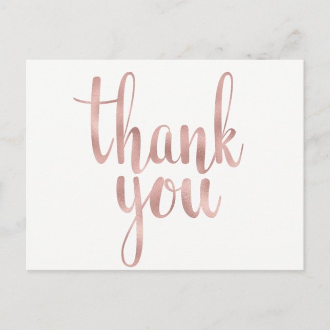 Rose gold thank you postcards, foil postcard (Front)