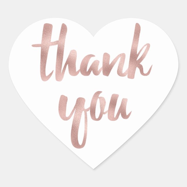 Rose gold thank you stickers, heart, small heart sticker (Front)