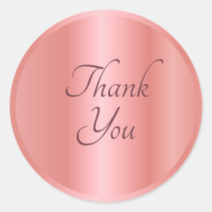Rose Gold Thank You Text Elegant Template Trendy Classic Round Sticker
