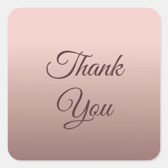 Rose Gold Thank You Typography Script Template Square Sticker (Front)