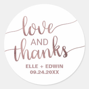 Rose Gold Thank You Wedding Classic Round Sticker