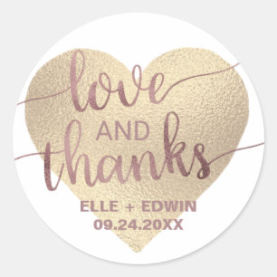 Rose Gold Thank You Wedding Classic Round Sticker