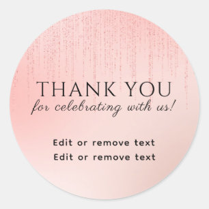 Rose Gold Thank You Welcome Congratulations Classic Round Sticker