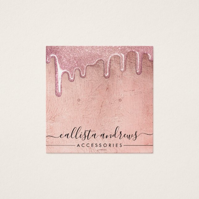 Rose Gold Thick Glitter Drips Earring Display (Front)