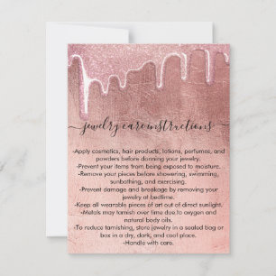 Rose Gold Thick Glitter Drips Jewellery Care Card