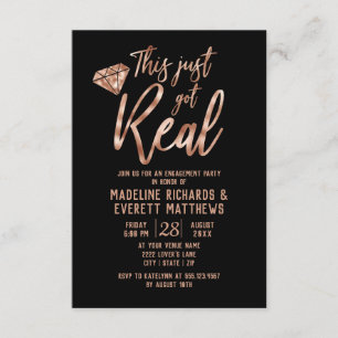 Rose Gold This Just Got Real Engagement Party Invitation
