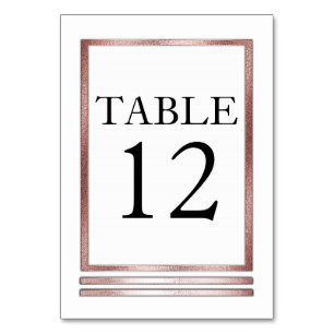 Rose Gold Tone   White Modern Simple Elegant Table Number