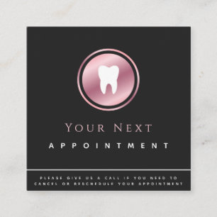Rose Gold Tooth Logo Dentist Appointment Reminder Square Business Card