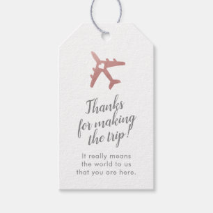 Rose Gold Travel Theme Aeroplane Destination Favou Gift Tags