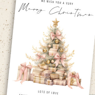 Rose Gold Tree 2026 Calendar Merry Christmas Holiday Card