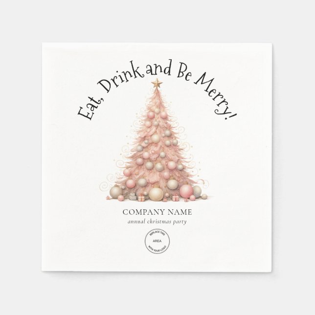 Rose Gold Tree Company Logo Christmas Party Napkin (Front)