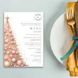 Rose Gold Tree Logo Work Christmas Party Menu Card<br><div class="desc">Rose Gold Tree Logo Work Christmas Party Menu Card. Available printed or digitally. An elegant Christmas tree in blush and rose gold with cream ornaments decorates the left hand side for your business holiday events and festive staff and customer parties and dinners. You can also change the font style and...</div>